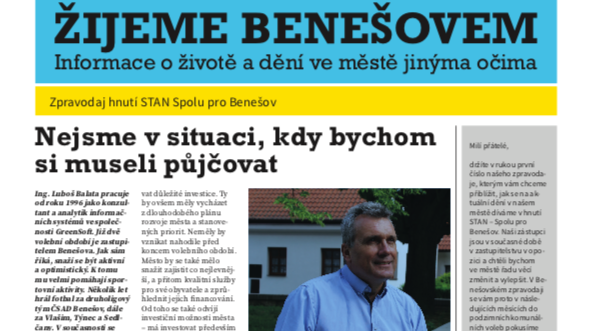 STAN Spolu PRO Benešov vydává první číslo newsletteru