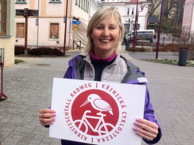 Křinická cyklostezka má vlastní logo - ledňáčka na kole (foto: Daniela Pilařová)