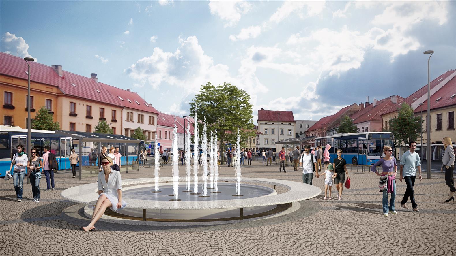Vizualizace rekonstrukce Karlova náměstí v Třebíči.